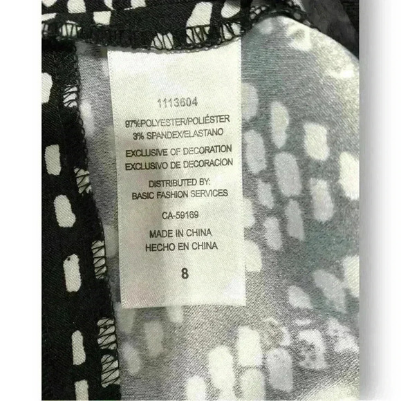 Mario Serrani Italy - Size 8 Women’s Midi Geometric Black White Dress - Picture 6 of 6